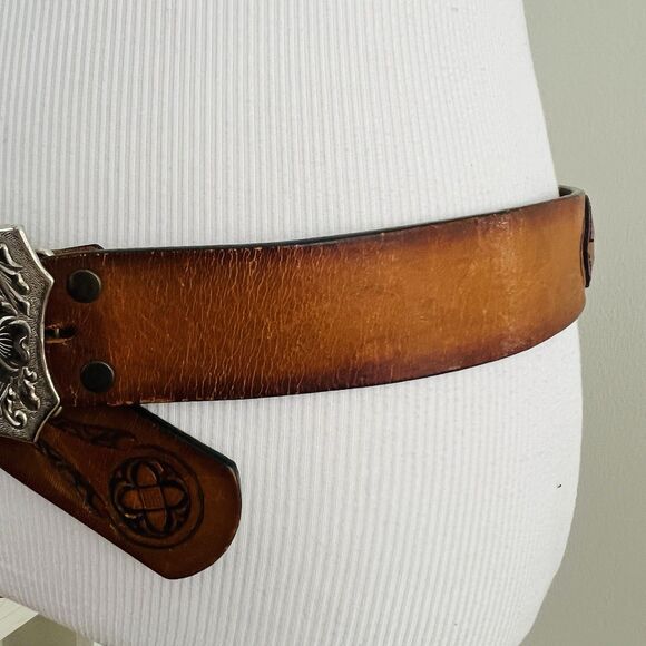 Collectible Chambers Belt Co. Brown Tooled Leather Silver Horse Head Buckle 42" - Picture 4 of 12